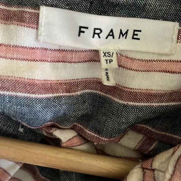 FRAME Linen Clean Collared Bib Shirt in Natural Size XS - Picture 5 of 7